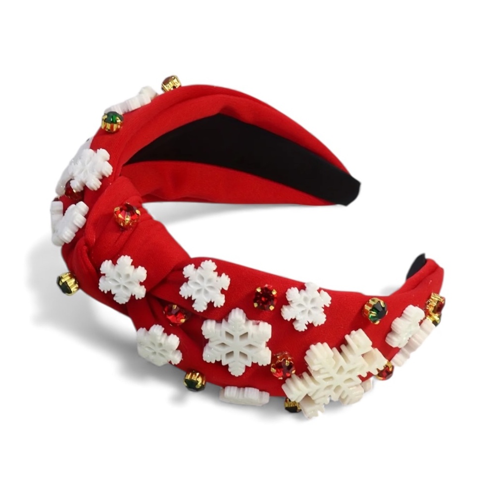 Red Snowflake & Rhinestone Christmas Headband